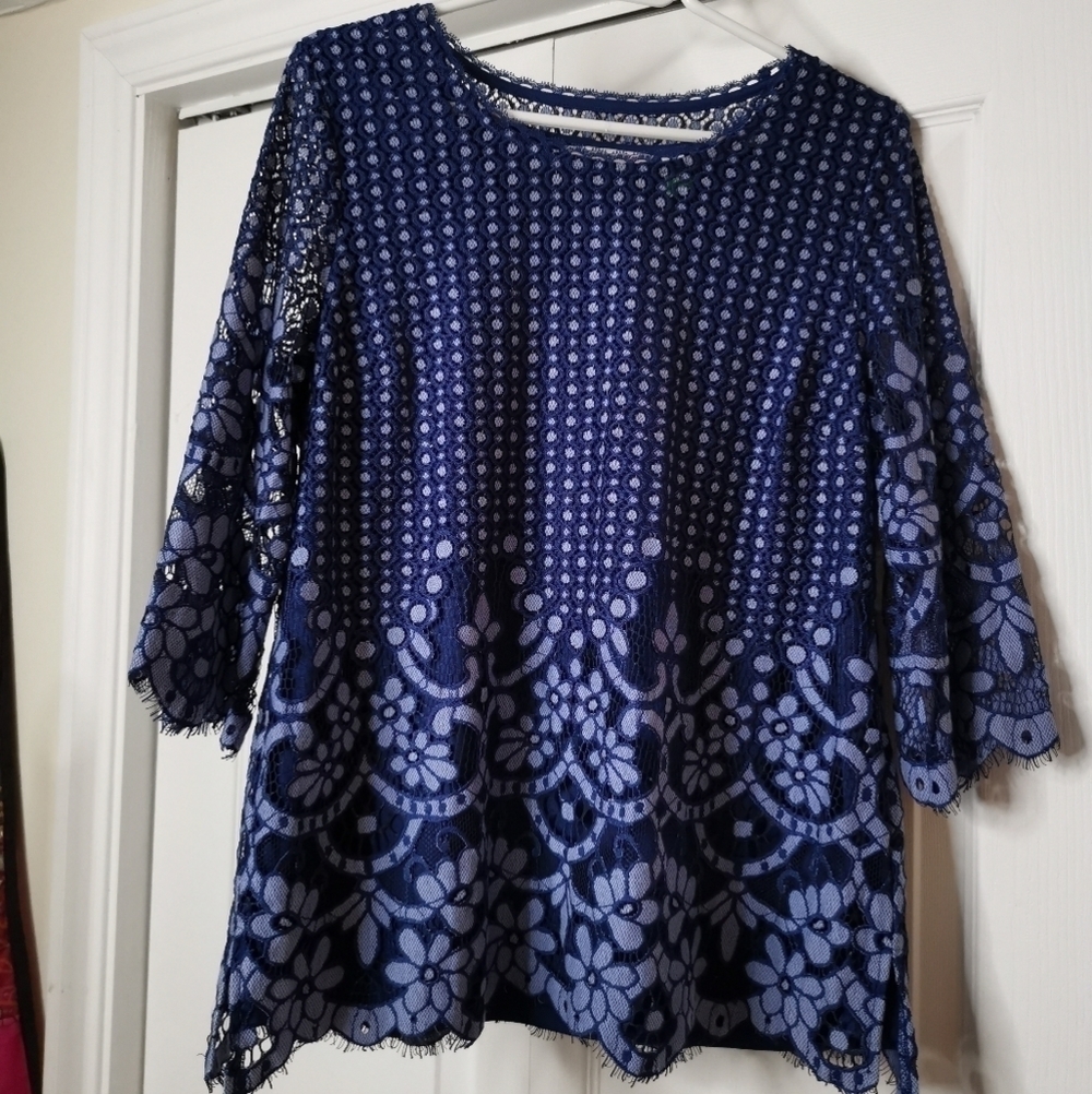 Isaac mizrahi lacey top blue